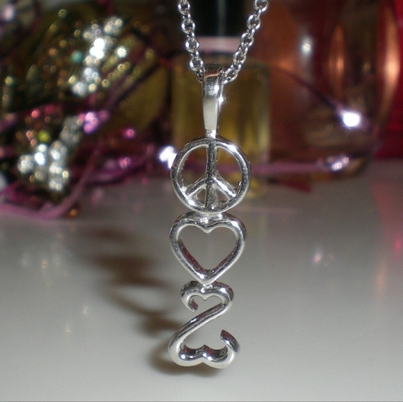 Kay Jewelers Jane Seymore Peace ♡ Love ♡ Open Heart Necklace - Picture 6 of 10